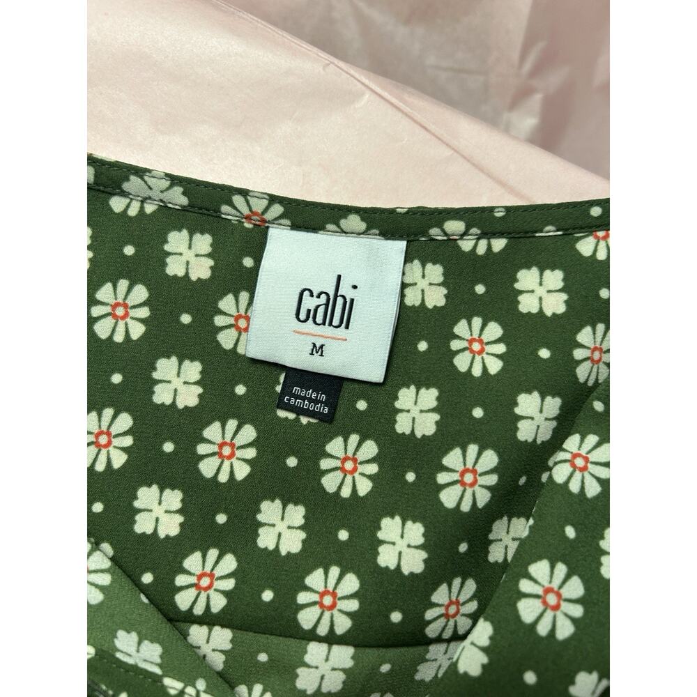 Cabi Green Floral Daisy Print Blouse Size M Sleeveless Boho Hippie Cottagecore - Picture 7 of 12